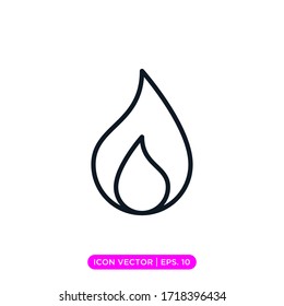 Flame line icon vector design template with editable stroke