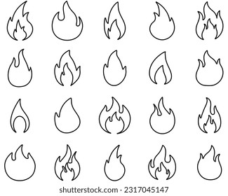 Flammenlinienset-Symbol, Logo-Vektorgrafik