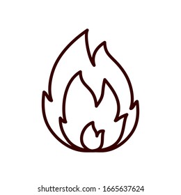 Icono de estilo de línea de llama Icono de fuego fuego fuego fuego fuego fuego fuego fuego fuego caliente calor inflamable y tema de fogata Ilustración vectorial