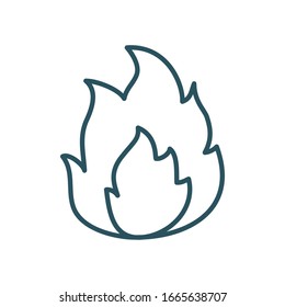 Icono de estilo de línea de llama Icono de fuego fuego fuego fuego fuego fuego fuego fuego fuego caliente calor inflamable y tema de fogata Ilustración vectorial