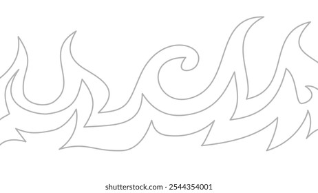 flame lines. Background with fire lines. Outline of flames as a background. Fire border. Continuous fire line design. Flame outline background.