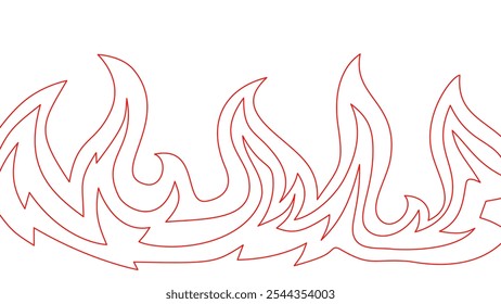 flame lines. Background with fire lines. Outline of flames as a background. Fire border. Continuous fire line design. Flame outline background.