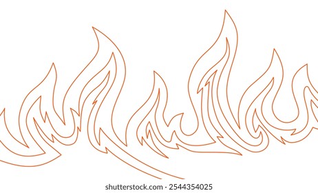 Flammenlinien. Hintergrund mit Feuerlinien. Umriss der Flammen als Hintergrund. Feuergrenze. Kontinuierliches Feuerleitungs-Design. Flammenumriss, Hintergrund.