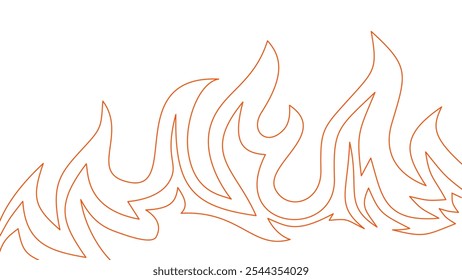 flame lines. Background with fire lines. Outline of flames as a background. Fire border. Continuous fire line design. Flame outline background.