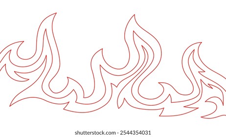 flame lines. Background with fire lines. Outline of flames as a background. Fire border. Continuous fire line design. Flame outline background.