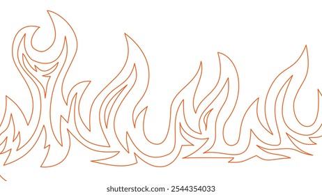 flame lines. Background with fire lines. Outline of flames as a background. Fire border. Continuous fire line design. Flame outline background.