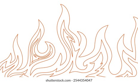 flame lines. Background with fire lines. Outline of flames as a background. Fire border. Continuous fire line design. Flame outline background.