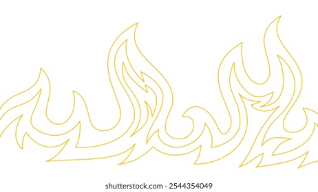 flame lines. Background with fire lines. Outline of flames as a background. Fire border. Continuous fire line design. Flame outline background.