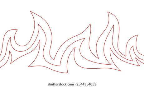 flame lines. Background with fire lines. Outline of flames as a background. Fire border. Continuous fire line design. Flame outline background.