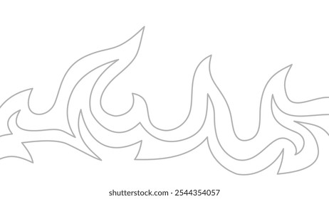 flame lines. Background with fire lines. Outline of flames as a background. Fire border. Continuous fire line design. Flame outline background.