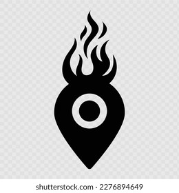 Flame location icon design isolated on transparent background. Vector
