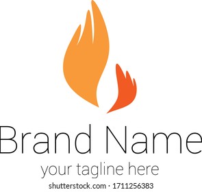 Flame logo design. Bird wings vector graphic.