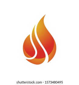 Flame logo design. Fire icon, oil and gas industry symbol isolated on white background