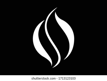 Diseño del logo de la llama. Icono del fuego, símbolo de la industria del petróleo y del gas aislado en fondo negro