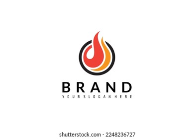 Flame logo design with Letter O in flat design