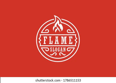 flame logo design vintage vector template