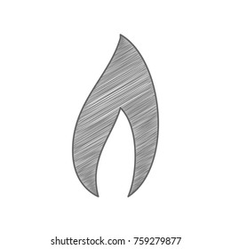 Flame logo, fire icon. Vector. Shaded gray icon on white background. Isolated.