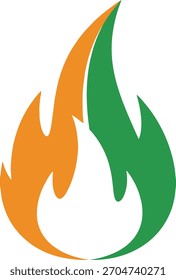Flame logo with green and orange colors isolated on, representing energy and nature balance