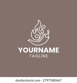 Flame logo on brown background