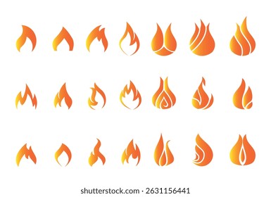 Flame logo set. Fire flame logo