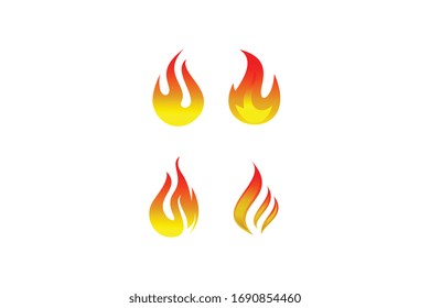 Flame logo set. Fire icon, oil and gas industry symbol