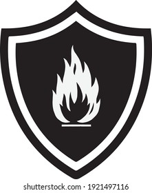 Flame logo in the shield, showing that protection against fire is very important