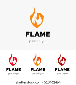 Flame logo template . Fire vector design