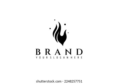 flame logo vector with black color flat design style