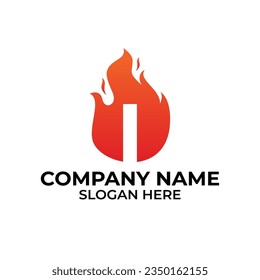 Ich flamme Logo-Vektorgrafik. Letter i Logo Flammenvorlage, Brandlogos-Initialen