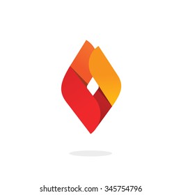 Flame logo vector symbol illustration, abstract fire energy icon, natural gas logotype template, candle light concept isolated, blaze modern design element flat style, corporate identity ribbon