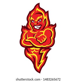 Flame Mascot For Highschool Sport Team In Vector Illustration