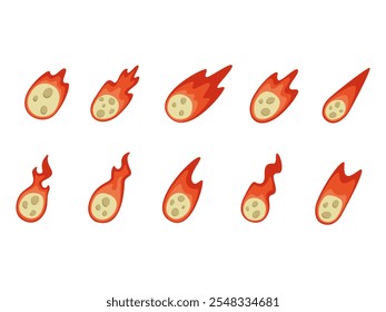 Flame Meteor Illustration Element Set