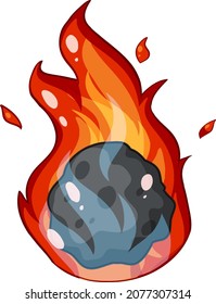 Flame Meteorite In Cartoon Style  Illustration