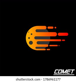 Flame meteorite. Flat design cartoon vector template.