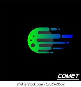 Flame meteorite. Flat design cartoon vector template.