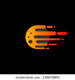 Flame meteorite. Flat design cartoon vector template.