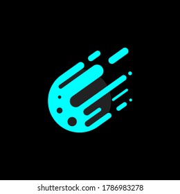 Flame meteorite. Flat design cartoon vector template.