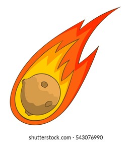Flame meteorite icon. Cartoon illustration of flame meteorite vector icon for web design