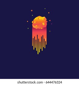 Flame meteorite icon in flat style isolated on blue background. symbol stock vector illustration.