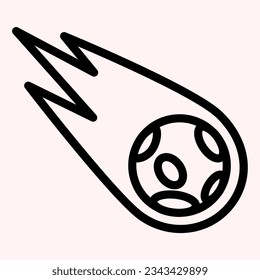 Flame meteorite line icon. Asteroid, space meteor. Astronomy vector design concept, outline style pictogram on white use for and app. Eps 10.