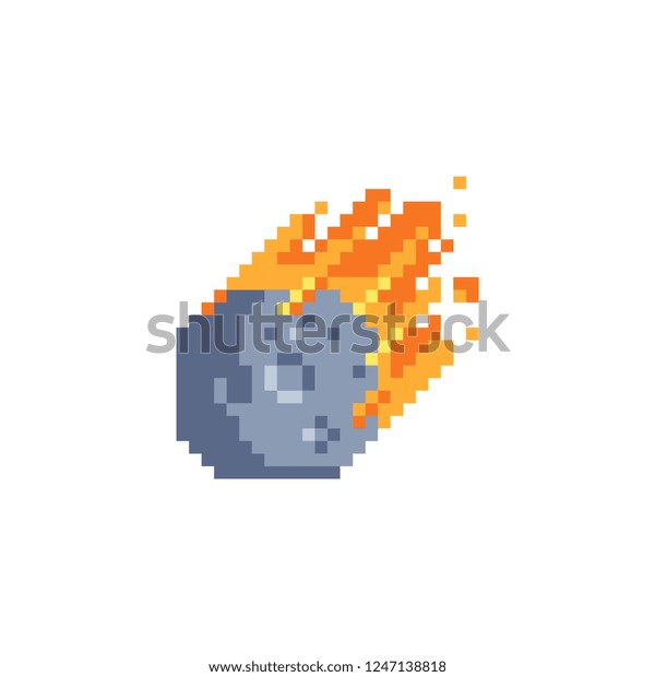 Flame Meteorite Pixel Art Icon Meteor 库存矢量图 免版税