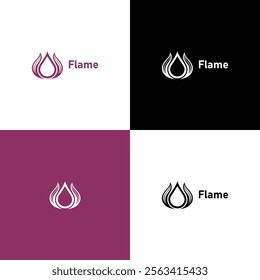 Flame Minimalist Fire-Inspired Logo with Modern and Elegant Concept

