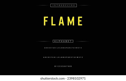 Flame Modern Bold Font. Sans Serif Font. Regular Italic Uppercase Lowercase Typography urban style alphabet fonts for fashion, sport, technology, digital, movie, logo design, vector