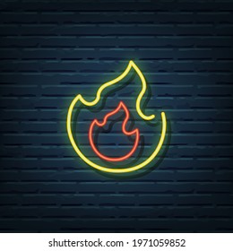 Flame Neon Sign Vector Elements