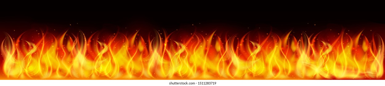 Flame on black background. Fire illustration for design - stock vector