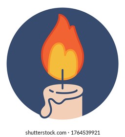 
Сandle flame on a dark blue circle background