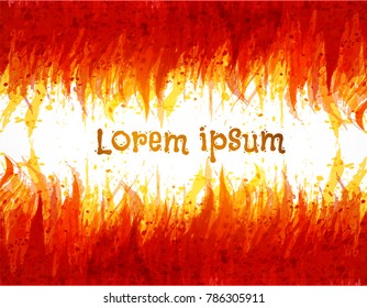 Flame on white background. Place for your text. Vector illustration of fire.