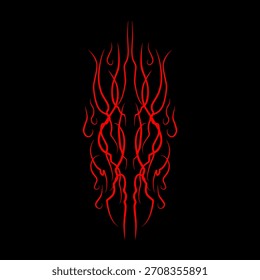 Vector de adorno de llama con líneas fluidas simétricas, perfecto para tatuajes, estampados de ropa urbana, carteles y obras de arte digitales audaces
