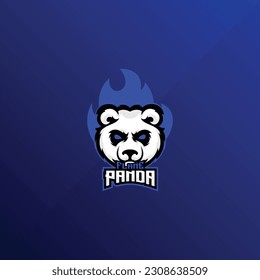 flame panda logo gaming esport design