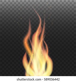 Flame with particles on transparent background
